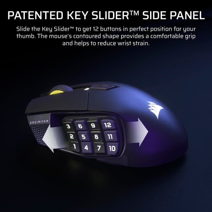 Corsair SCIMITAR ELITE WIRELESS SE MMO PC Gaming Mouse – 33,000 DPI, 16 Programmable Buttons, Key Slider, Elgato Virtual Stream Deck, 1,000Hz Polling, Up to 150-Hour Battery – Gunmetal - 6
