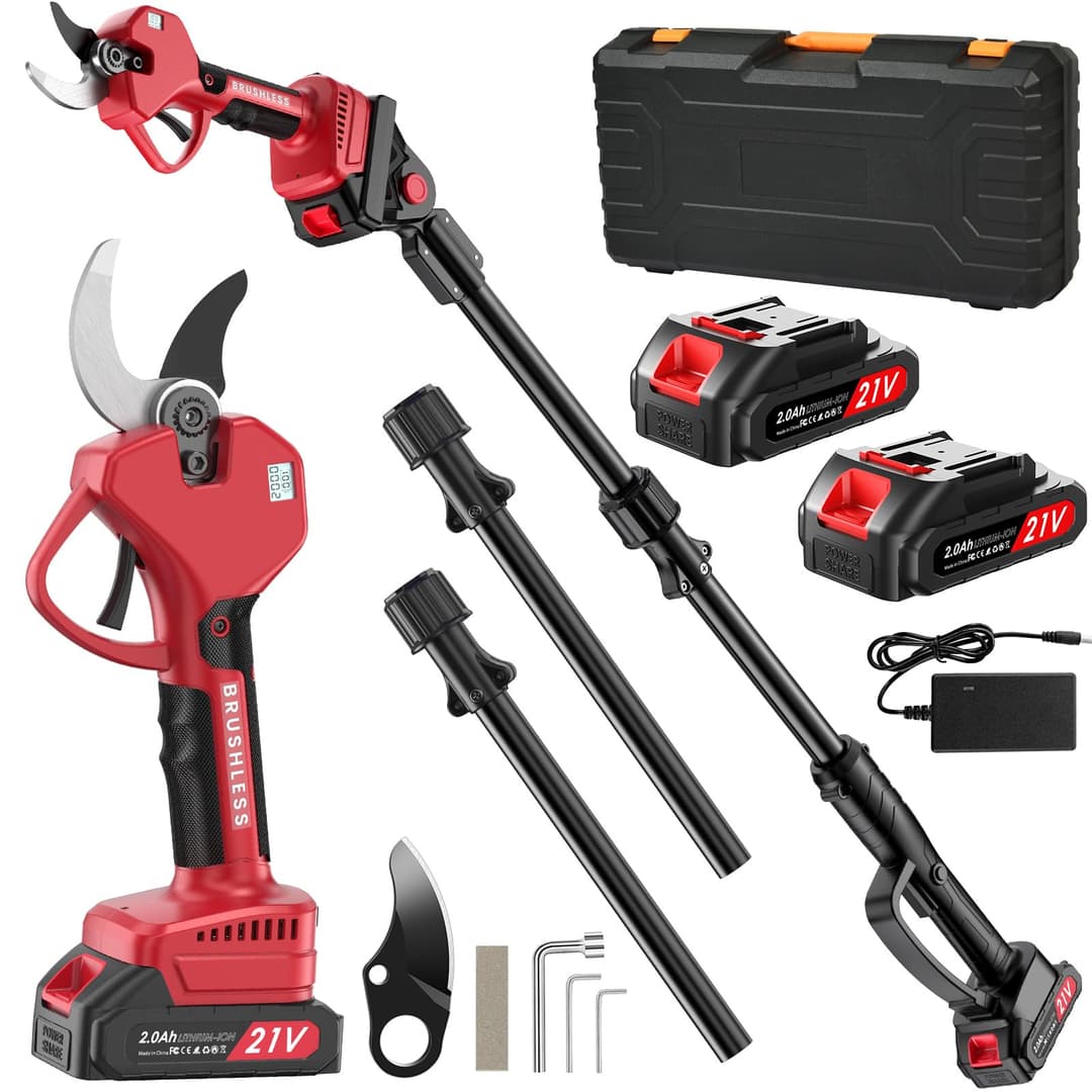Electric Pruning Shears with 3cm Cutting Capacity and 2000mAh Batteries with Extension Pole