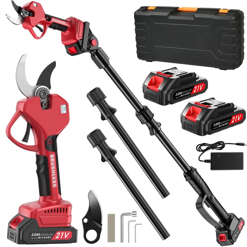 Electric Pruning Shears with 3cm Cutting Capacity and 2000mAh Batteries with Extension Pole - 1
