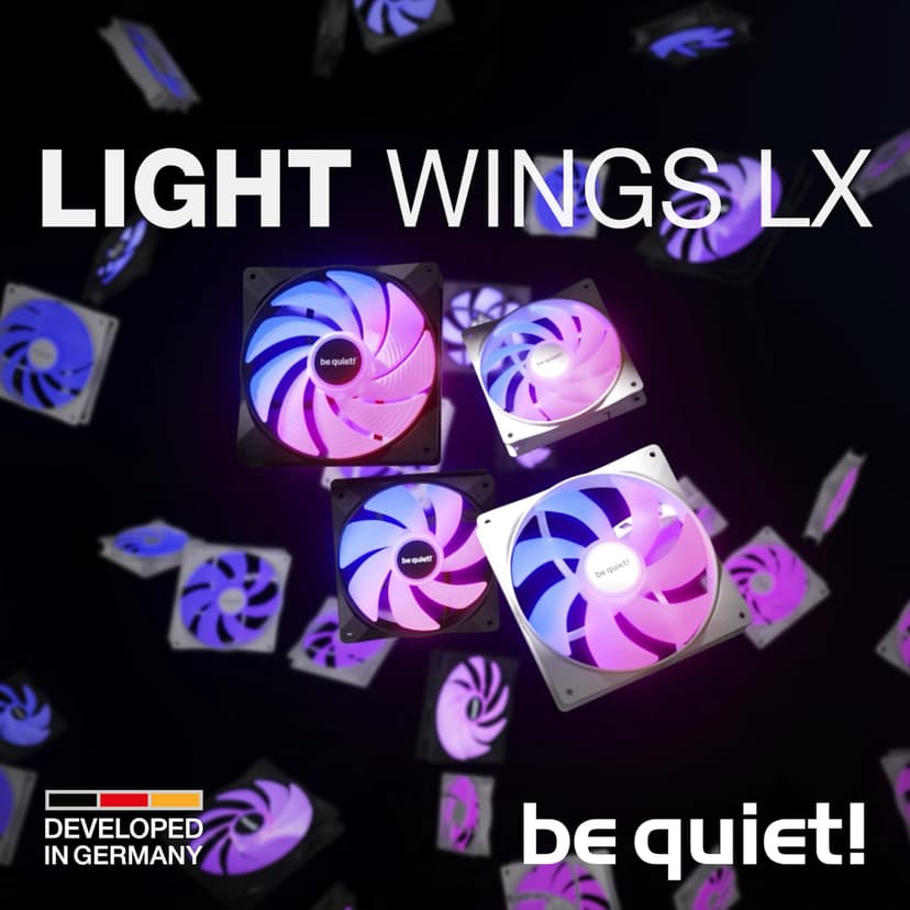 be quiet! Light Wings LX 120mm PWM White ventilateur, Pack de 3 ventilateurs, hub éclairé et pales dépolies pour des effets d'éclairage spectaculaires, 16 LED RGB adressables, 7 pales de ventilateur - 8