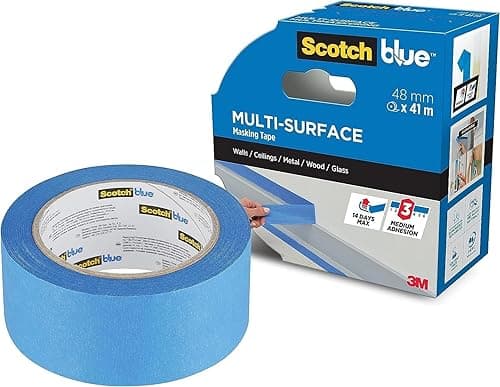 ScotchBlue Multi-Surface Premium Masking Tape, 48mm x 41m, 1 Roll/Pack - Scotch Adhesive Blue Painters Tape, For Painting and Decorating, Indoor & Outdoor, Sticks Well, 100% PEFC