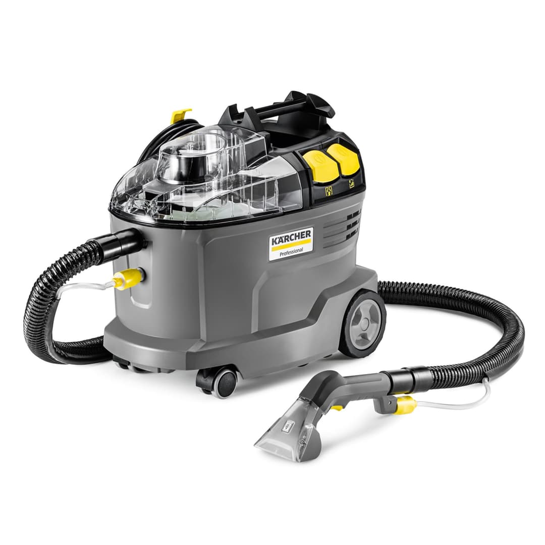 Kärcher Textile Wash Puzzi 8/1, for furniture and textile surfaces, fresh water tank: 8 L, spray quantity: 1 l/min, surface power: 12-18 m²/h, weight: 8.6 kg, ergonomic hand nozzle