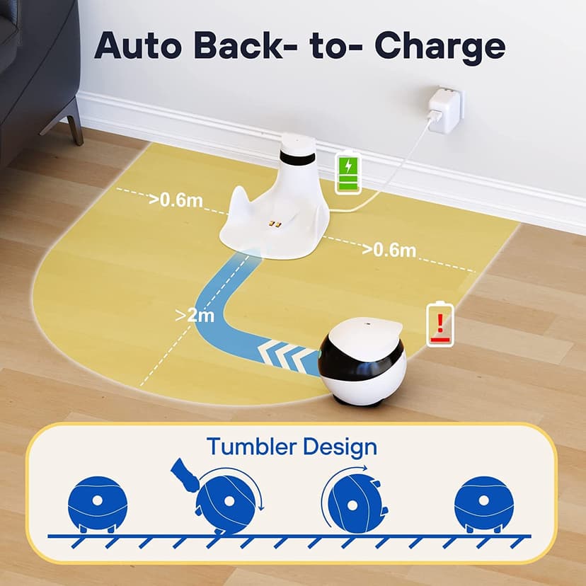 Enabot EBO SE Pet Robotic Camera with Wheels, 1080P Indoor Surveillance Camera, Auto Cruise, Two-Way Audio and Night Vision - 5