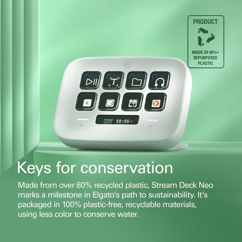 Elgato Stream Deck Neo – 8 Customizable Keys, 2 Touch Points, Speed Through Tasks & Workflows - Control Word, Excel, PowerPoint, Teams, Zoom, Spotify and more, Drag-’n-Drop Setup - Works with Mac & PC - 9