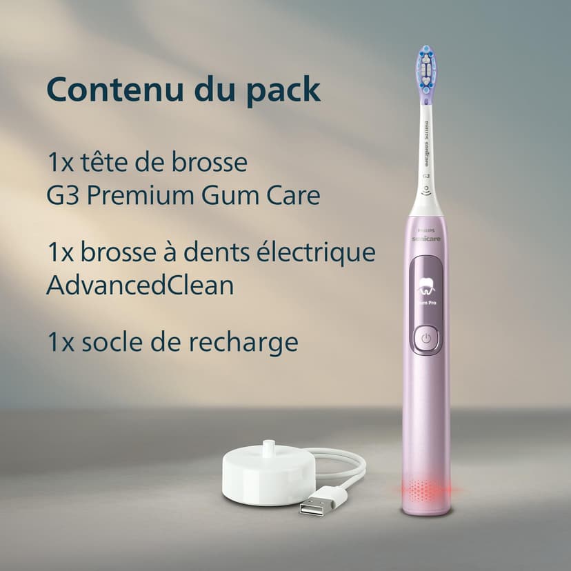 Philips Sonicare AdvancedClean Limited Edition Electric Toothbrush - Smart Screen, Pressure Sensor, Brush Head Replacement, 5 Brushing Modes and SmarTimer, Pink, Model HX3792/12 - 7