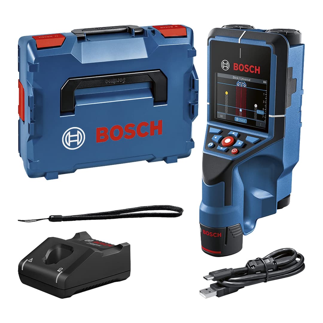 Bosch Professional 12V System Scanner Mural Bosch D-tect 200 C (Batterie 12 V, détection de câbles sous Tension (ou Non), de tuyaux métal ou Plastique, Montants et cavités, câble USB-C™, L-BOXX)