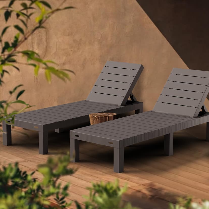 luxirest Set of 2 Sun Lounger Garden Outdoor Adjustable Backrest with Cushion - 9
