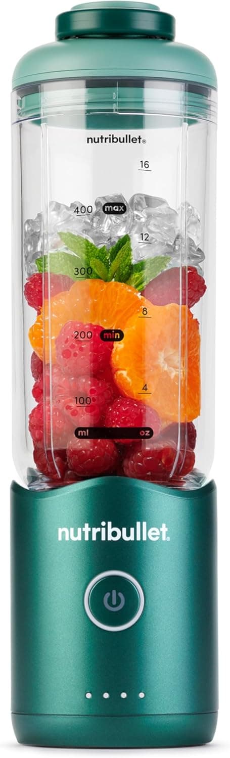 nutribullet Flex 20oz Portable Smoothies Blender with Lid and Spout Handle, Chopper, Crush Ice and Frozen Fruits, USB-C, BPA-Free Cup, Easy to Clean, Forest Green (NBP013GR) - 1