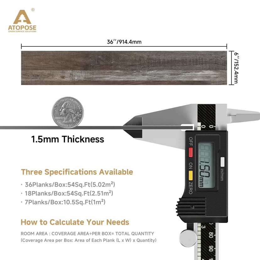 ATOPOSE Vinyl Flooring, Self Adhesive Vinyl Floor Plank for DIY Installation,36 Wood Look Plank 5.02 m²,Oak Block,Waterproof and Scratch-Resistant for Dining Room,Kitchen Indoor Area Residential - 4