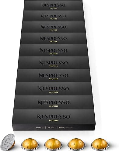 Nespresso Vertuo Voltesso 100 Coffee Capsules Intensity 4 for Espresso 40 ml (10 Packs of 10)