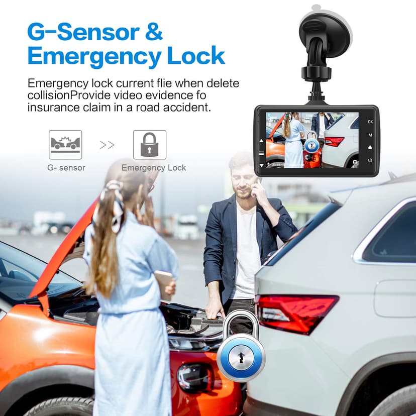 Dash Cam Front with 32G SD Card, BOOGIIO 1080P FHD Car Driving Recorder 3'' IPS Screen 170°Wide Angle Dashboard Camera Aluminum Alloy Case, WDR G-Sensor Parking Monitor Loop Recording Motion Detection - 5