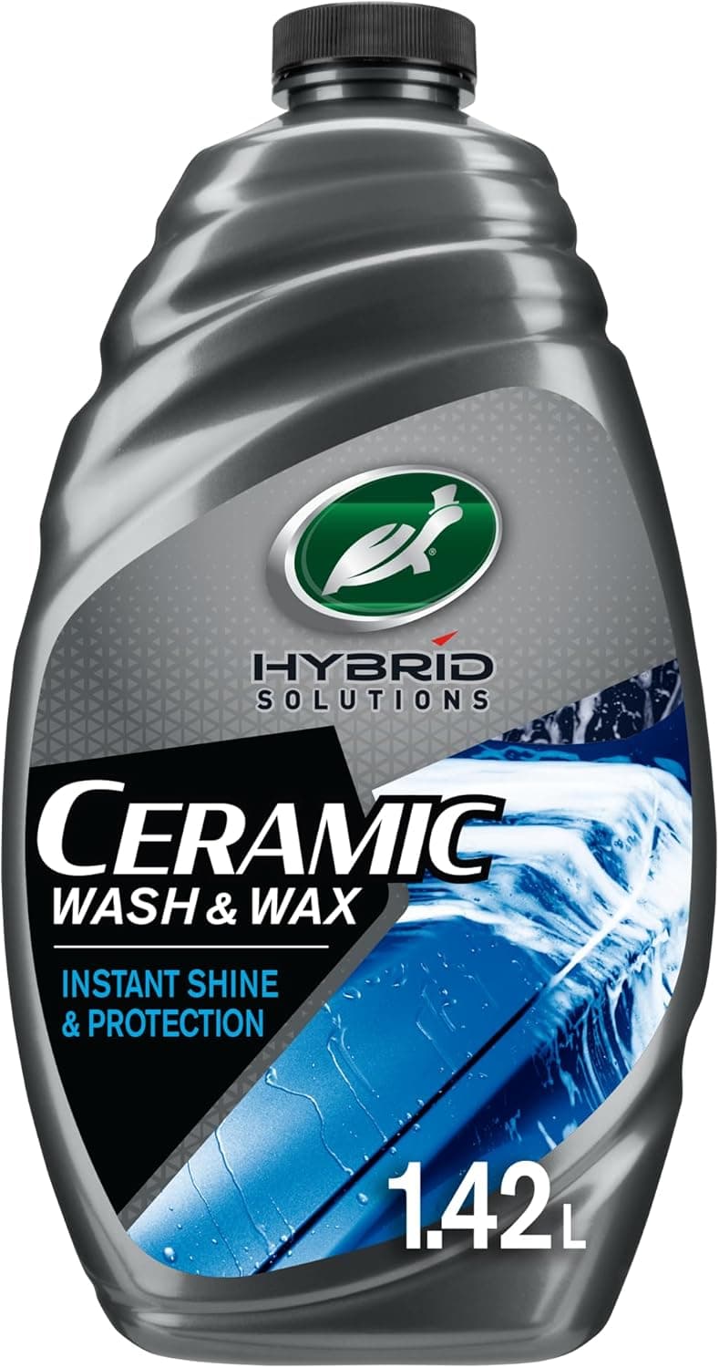 Turtle Wax Hybrid Solutions Lavaggio e Cera Ceramica per Auto, 1,42 L, shampoo auto a pH neutro con protezione della vernice ad alta repellenza all’acqua, brillantezza senza aloni, cera a lunga durata