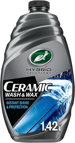 Turtle Wax Hybrid Solutions Lavaggio e Cera Ceramica per Auto, 1,42 L, shampoo auto a pH neutro con protezione della vernice ad alta repellenza all’acqua, brillantezza senza aloni, cera a lunga durata