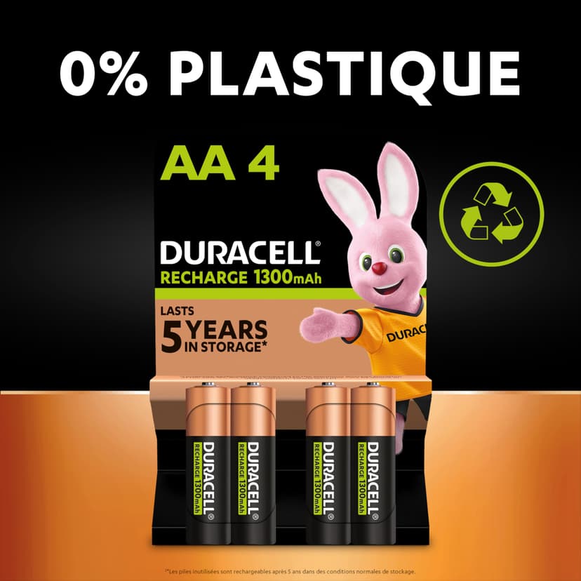 Duracell Rechargeables Piles AA (lot de 8), 2500 mAh, NiMH, pré-chargées, Longue durée, un packaging recyclable 0% plastique - 6