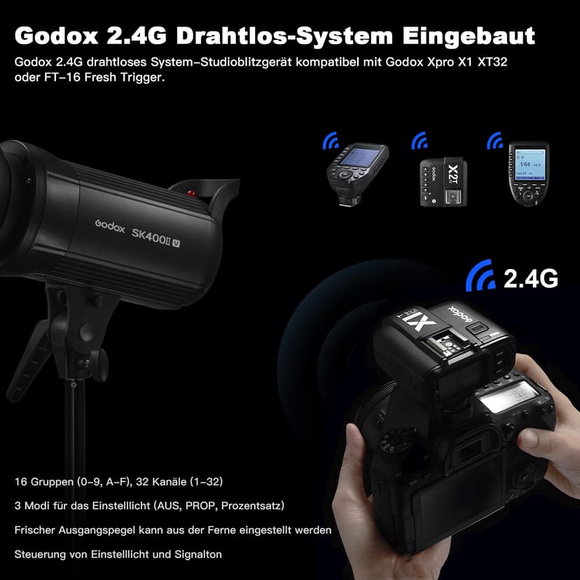 Godox SK400II-V 400W Professionale Flash de Studio 5600 ± 200 K 2.4G Système X sans Fil avec Lampe de modélisation LED 40 Niveaux de Flash pour la Photographie de Studio, la Photographie publicitaire - 3