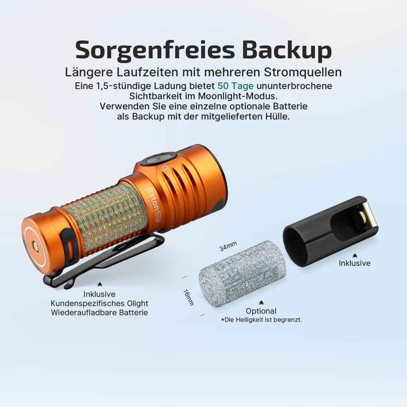 OLIGHT Baton Turbo Lampe de Poche Petit Portée Max. 510 M 1000 LM Lampe Torche Longue Durée 50 Jours 5 Modes Flashlight Rechargeable Type C Etanche IPX8 Pour Le Camping Voyage d'Urgence - 4