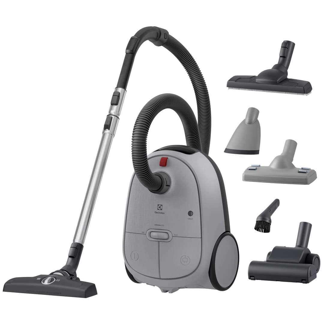 Electrolux 600 Animal, Vacuum Cleaner with Bag, Pet Hair Kit, 50% Recycled Plastic, Hygiene Filter 12 Washable, Cord 12 m XXL, EB61A5UG, Grey