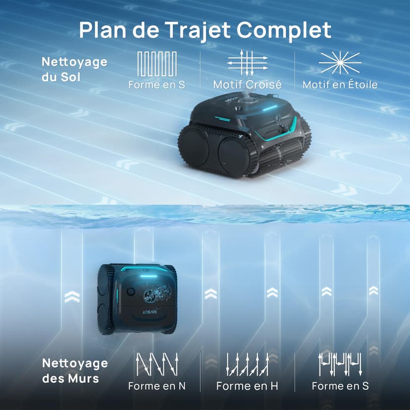 WYBOT (Nouveau Modèle) Robot Piscine sans Fil C2 Vision-A avec caméra IA, Filtration Ultra-Fine, Forte Aspiration, Nettoyage Fond/parois & Ligne d’Eau, Navigation Intelligente – NoirVertProfond - 6