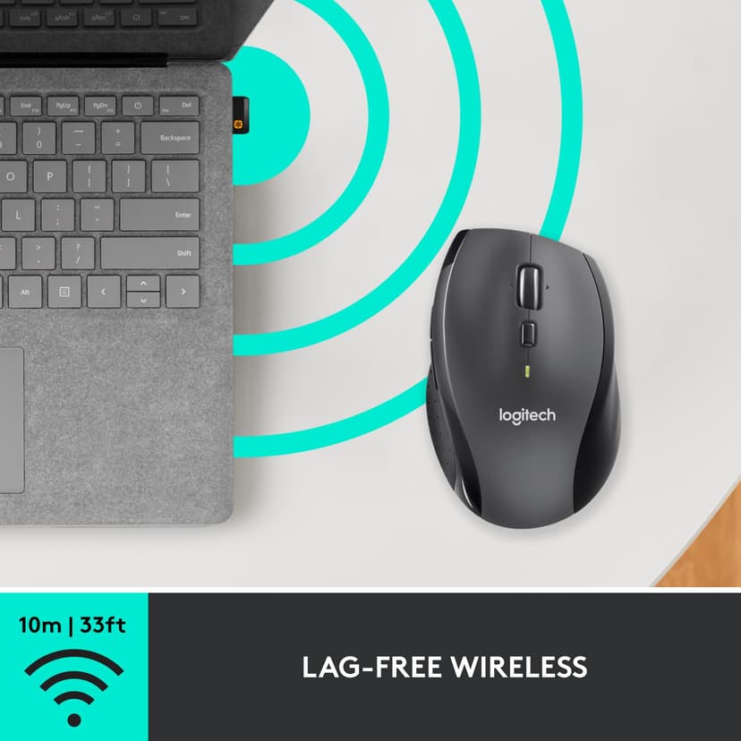 Logitech M705 Marathon Wireless Mouse, 2.4 GHz with USB Unifying Mini-Receiver, 1000 DPI Laser Grade Tracking, 7-Buttons, Extra Thumb Buttons, 3-Year Battery Life, PC / Mac / Laptop - Black - 8