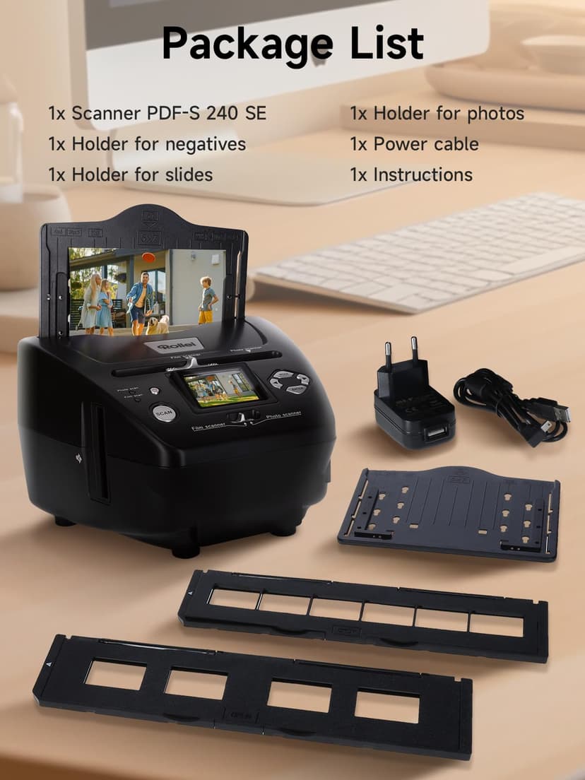 Rollei PDF-S 240 SE - Multi-scanner for photos, slides and negatives, scanning process in seconds, incl. image editing software - black - 6