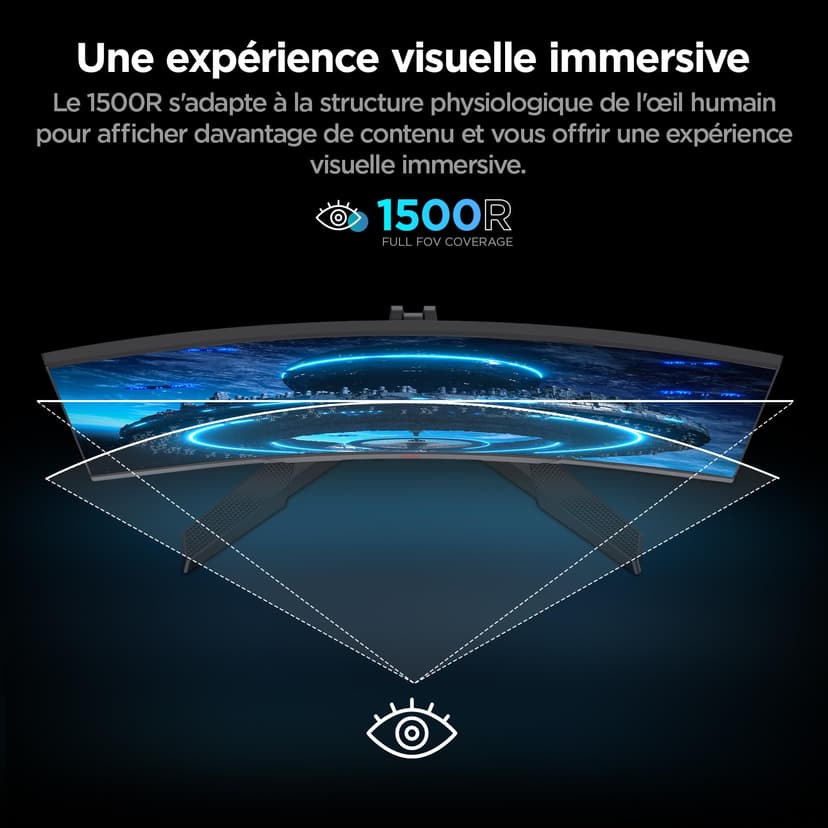 KOORUI 24'' Ecran PC Gamer Incurvé, 180Hz 1ms FHD PC Moniteur Gaming 1500R, Adaptive Sync VESA 100x100mm, Inclinaison réglable, HDMI2.0/DP1.2 - 4