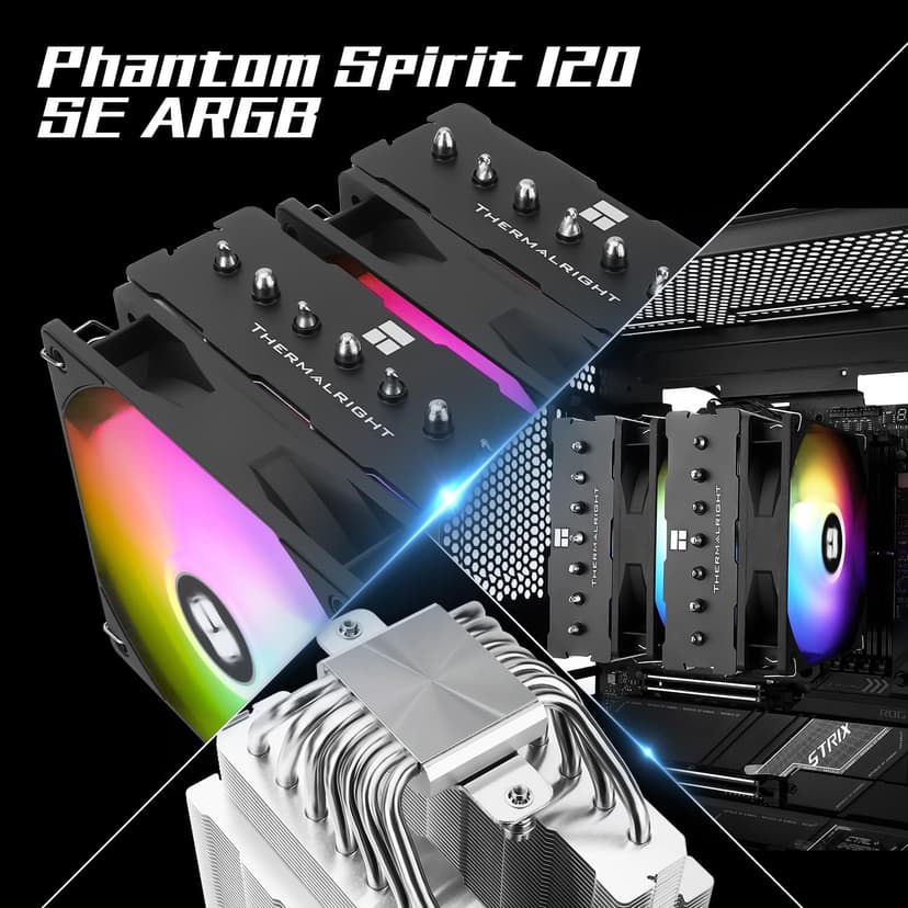 Thermalright PS120SE ARGB CPU Air Cooler, 7 Heatpipes CPU Cooler, Dual 120mm TL-C12B-S V2 PWM Fan, AGHP 4.0 Technilogy, S-FDB Bearings, for AMD AM4 AM5/Intel 1700/1150/1151/1200, PC Cooler - 2