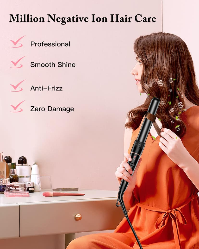BESTOPE PRO 6-in-1 Curling Iron, Large Curls and Small Curling Irons, Curling Iron with Various attachments, Gloves, Temperature Adjustable, Black - 5