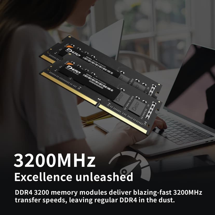 DATO 32GB RAM DDR4 3200MHz PC4-25600 CL22 SODIMM 1.2V 260-Pin Non-ECC SODIMM Laptop Notebook Memory Module - 3