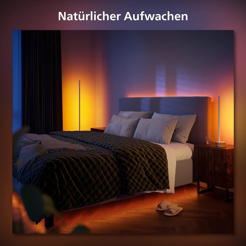 Philips Hue White and Color Ambiance, lampadaire Gradient Signe, base ton bois, compatible Bluetooth, fonctionne avec Alexa, Google Assistant et Apple Homekit - 3