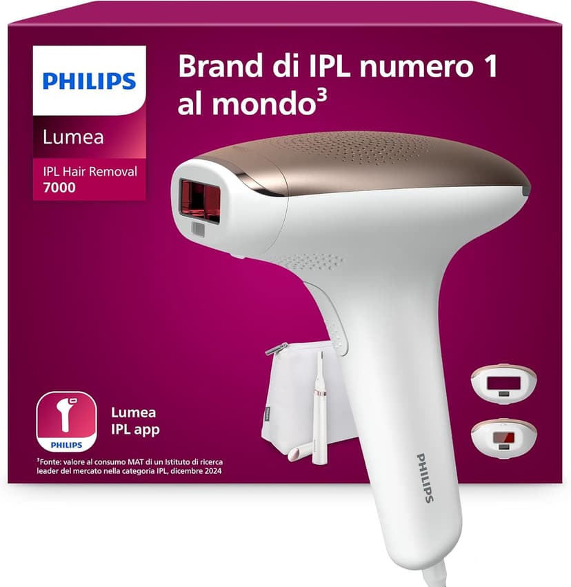 Philips Lumea IPL hair removal device 7000 series - hair removal device with satin compact correction trimmer, 2 attachments for body and face (model BRI921/00) - 1