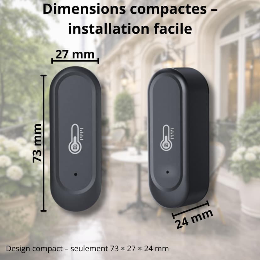 Sone Smart One Capteur Température Humidité WiFi 2.4GHz IP65 Extérieur Intérieur Noir - Thermomètre Hygromètre Connecté Tuya Smart Life - Sans Passerelle - Piles Non Incluses - 4