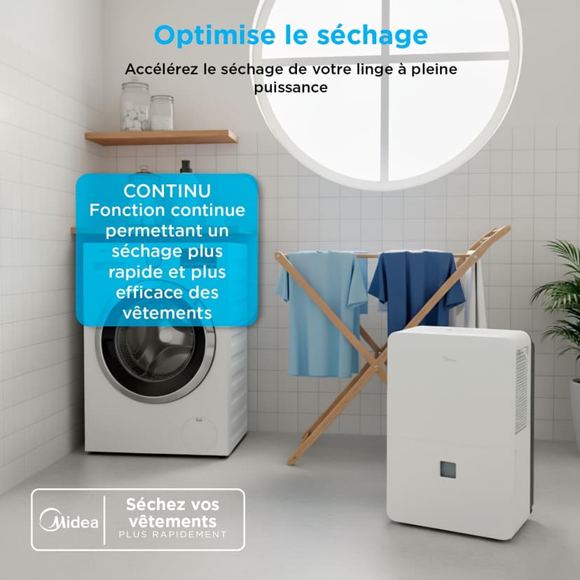 MIDEA Déshumidificateur d air Anti Moisissure intérieur 50 L/Jour | Réservoir amovible 6L, APP/Wifi, Mode Confort, Minuterie 24H | Déshumidificateur industriel de grande capacité jusqu’à 120m²/300 m³ - 4