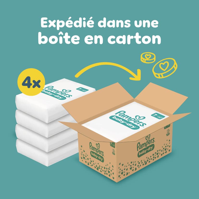 Pampers Baby-Dry, Taille 7, 132 Couches, 15kg+, Une Nuit Jusqu’À 100% Sans Fuites, Pack 1 Mois - 2