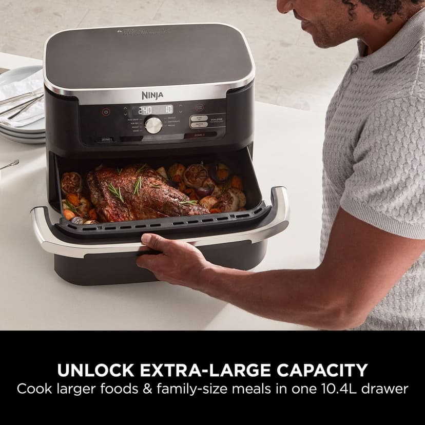 Ninja Foodi FlexDrawer Air Fryer, Dual Zone with Removable Divider, Large 10.4L Drawer, 7-in-1, Air-Fryer Uses No Oil, Air Fry, Roast, Bake, Max Crisp, Non-Stick Dishwasher Safe Parts, Black AF500UK - 4