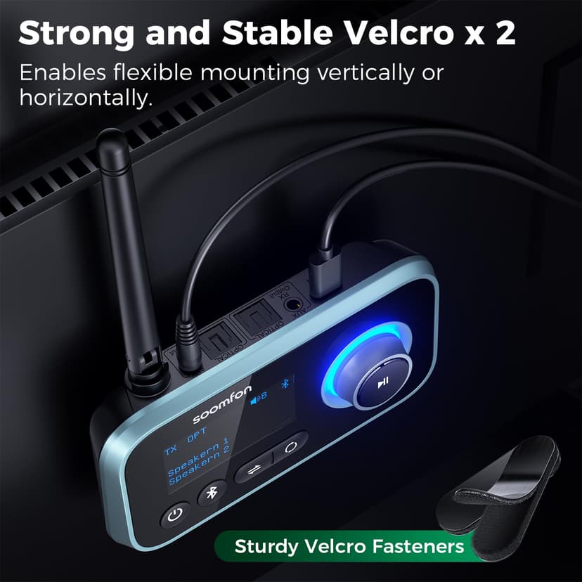 Bluetooth 5.0 Transmitter Receiver - SOOMFON Bluetooth TV Adapter with Volume Control, Dual Link Long Range Audio Bluetooth Transmitter for TV to Wireless Headphones (Optical, RCA, Aux) - 7