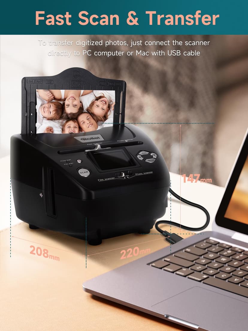 Rollei PDF-S 240 SE - Multi-scanner for photos, slides and negatives, scanning process in seconds, incl. image editing software - black - 3