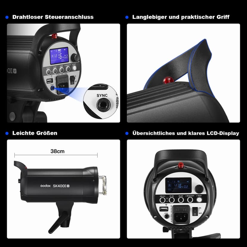 Godox SK400II-V 400W Professionale Flash de Studio 5600 ± 200 K 2.4G Système X sans Fil avec Lampe de modélisation LED 40 Niveaux de Flash pour la Photographie de Studio, la Photographie publicitaire - 8