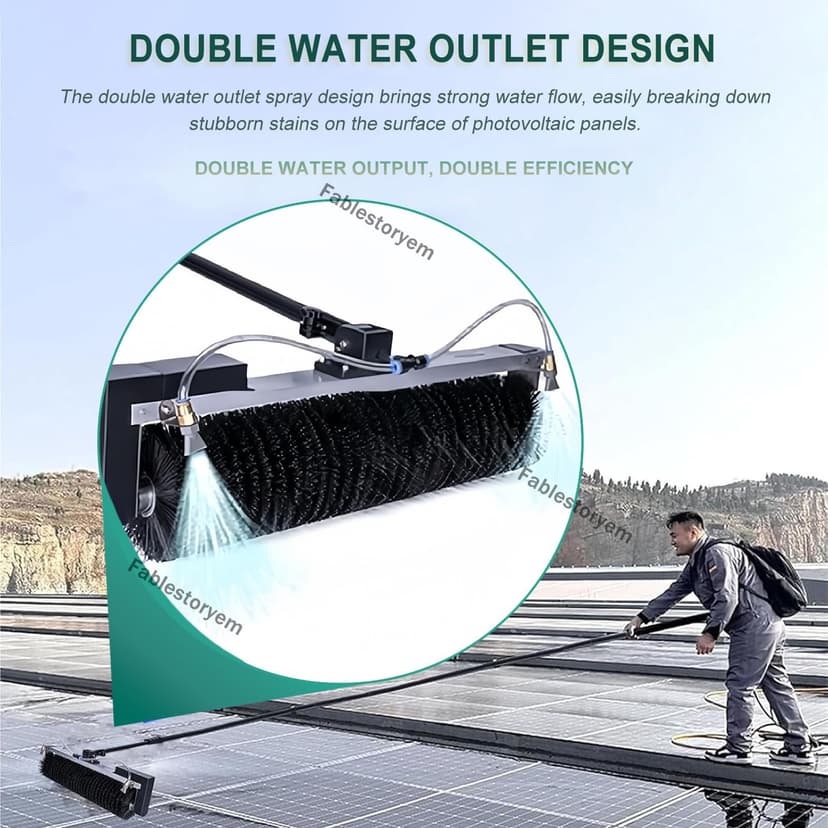 Telescopic Rod PV Panel Wash Cleaning Machine, Solar Panel Cleaning Equipment Solar Cleaner Robot, Solar Panel Cleaner, Electric Water Fed Pole Kit, 360° Rolling Cleaning Water Brush,7.5M/25Ft - 2