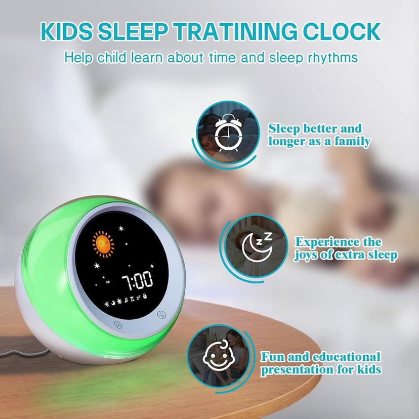 iHoo Réveil pour Enfants, réveil pour Apprendre à Dormir avec Lever du Soleil et de la Lune, Son de Sommeil, lumière de Nuit et réveil Automatique pour Les Enfants et Les Jeunes - 8
