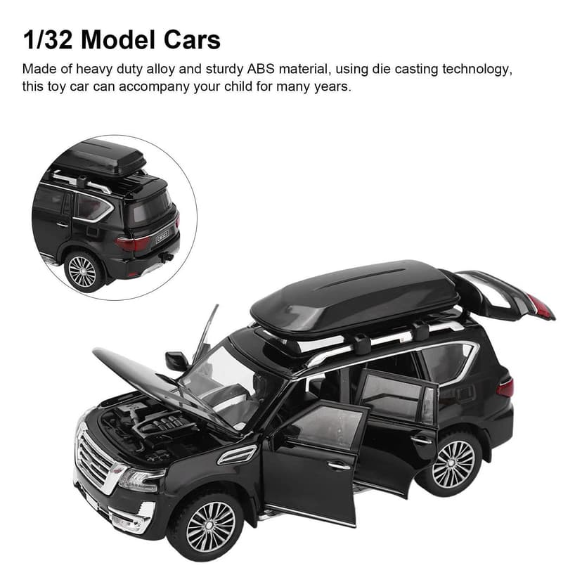 RiToEasysports Modèle de Voiture SUV 1/32 en Métal Alliage Moulé Sous Pression Jouet Voiture avec Son et Lumière pour Garçons et Filles (Noir) - 9