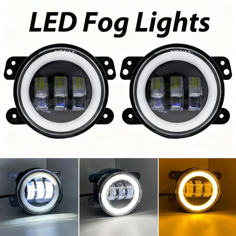 Yuecoom 10‑30V Waterproof Angel Eyes Light, 30W 3000LM Car LED Front Foglight, Daytime Running Light for Truck Van Trailer Universal - 7