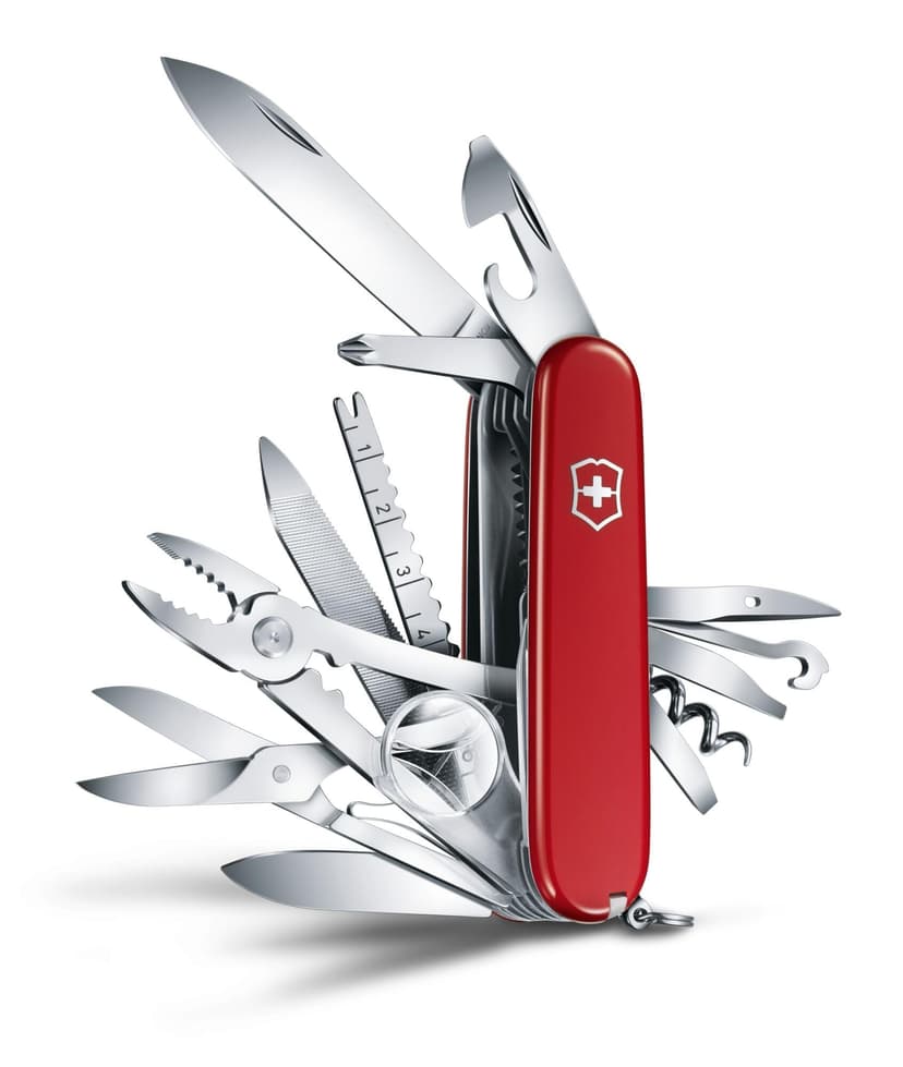 Victorinox Swiss Champ, Swiss Army Knife, Couteau de Poche Suisse, Léger, Multitool, 33 Fonctions, Lame, Ciseaux, Tire Bouchon, Rouge - 1