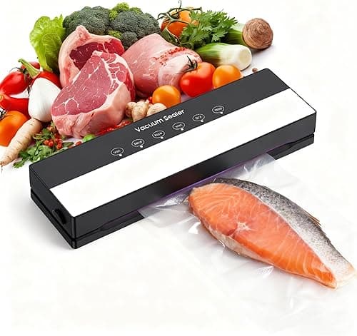 5 in 1 Vacuum Sealer, Vacuum Food Machine for Home and Commercial Use, Includes Vacuum Bag, Strong Suction, Dry, Wet and Fresh Foods (Black, 10 Vacuum Bags)