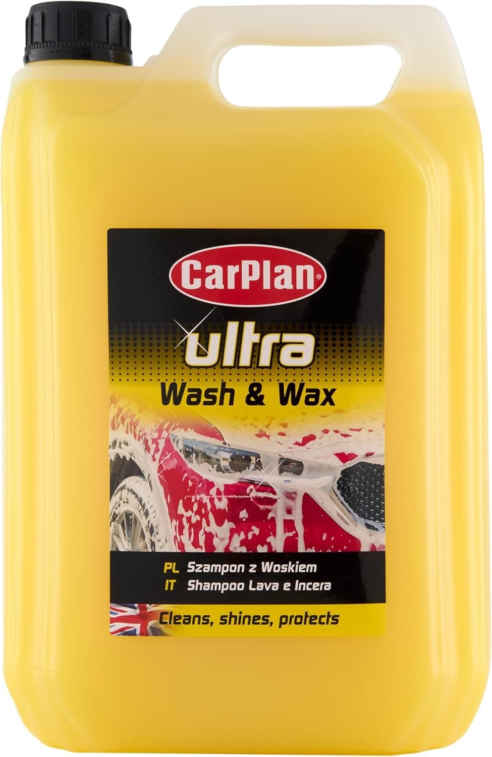 CarPlan POL102 Car Wash Shampoo and Wax Protective Layer 5L Ph Neutral 5 Litre Detailing Cleaner Care Vehicle Cleaning Soap - Remove Dirt Road Grime Streak Free Showroom Shine Finish