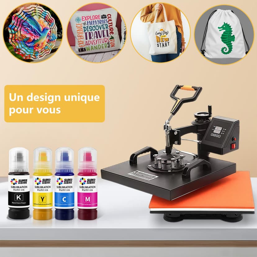 SUPERSUBINK Sublimation Ink for Epson 1810 2810 2850 2830 2815 4810 Compatible EPSON Printer Heat Press Transfer Ink(Autofill/ICC-Free/Anti-UV) - 4