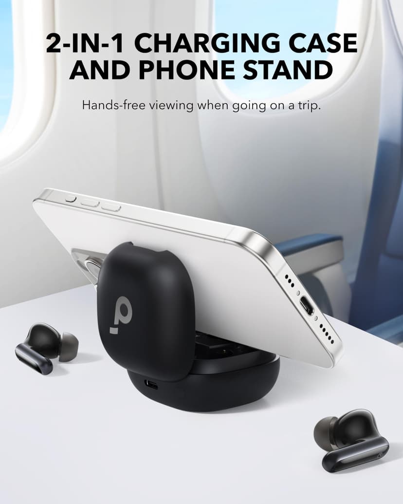 soundcore P40i by Anker, Noise Cancelling Wireless Earbuds, Adaptive Noise Cancelling to Environments, Heavy Bass, 60H Playtime, 2-in-1 Case and Phone Stand, IPX5, Wireless Charging, Bluetooth 5.3 - 2