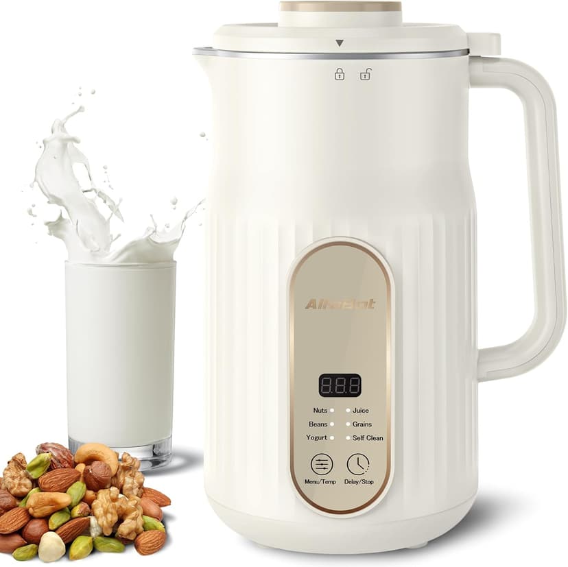 Nut Milk Maker, AlfaBot N2 Automatic Almond Milk Machine for Homemade Plant-Based Milk, Oat, Soy, Yogurt and Dairy Free Beverages, 35 OZ Soy Milk Maker with Delay Setting and Self Cleaning - 1