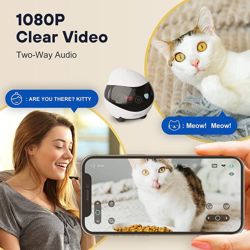 Enabot EBO SE Pet Robotic Camera with Wheels, 1080P Indoor Surveillance Camera, Auto Cruise, Two-Way Audio and Night Vision - 3