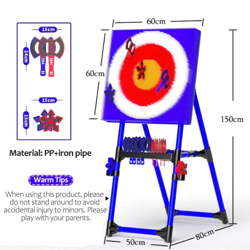 Axe Throwing Game Set with Metal Steel Frame, Includes 8 Axes and 8 Darts, Foldable Target for Outdoor and Indoor Fun, Perfect for Family and Friends Gatherings - 6