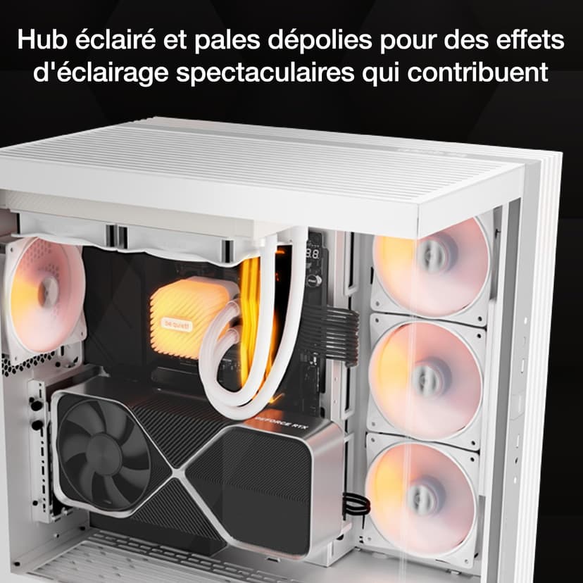 be quiet! Light Wings LX 120mm PWM Reverse White Fan, Optimized and Reversed Blades, ARGB LEDs, Extraordinary Air Pressure, Ideal as Side or Bottom Intake, Illuminated Hub, Frosted Blades - 4